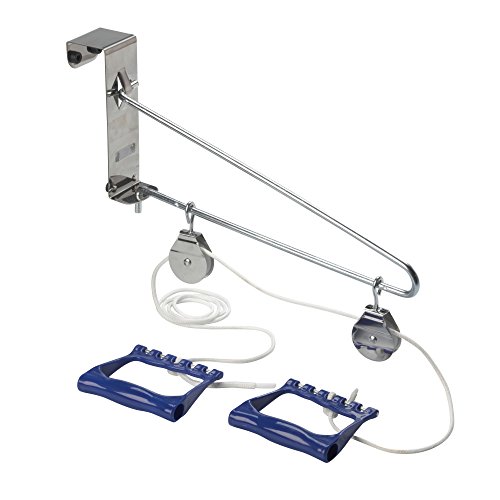 Over the door pulley for patients with shoulder impairments.