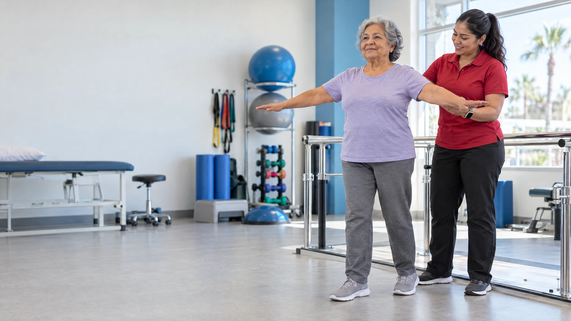 Vestibular & Balance / Fall Prevention illustrative therapy scene